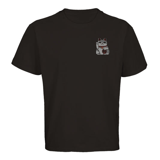 T-shirt Oversize Unisexe Maneki Neko Brodé ALKARU : coton recyclé, production européenne et style streetwear japonais premium. Portez la chance avec style.
