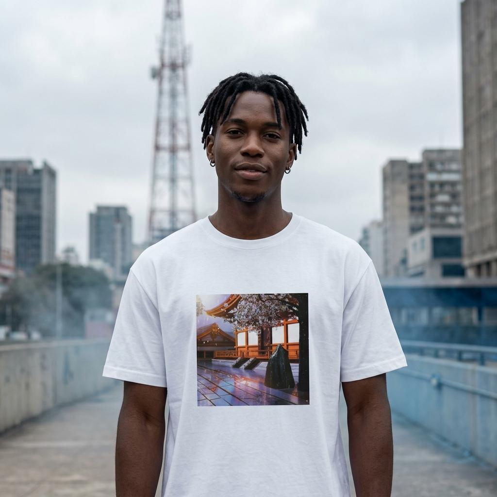 T-shirt unisexe temple blanc mannequin - Alkaru