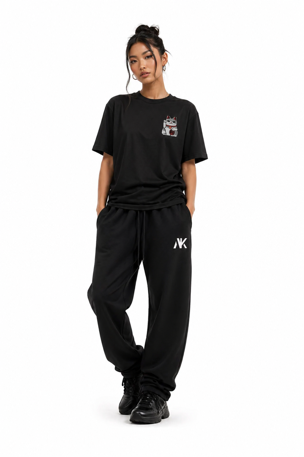 T-shirt Oversize Unisexe – Maneki Neko Brodé AlKaru
